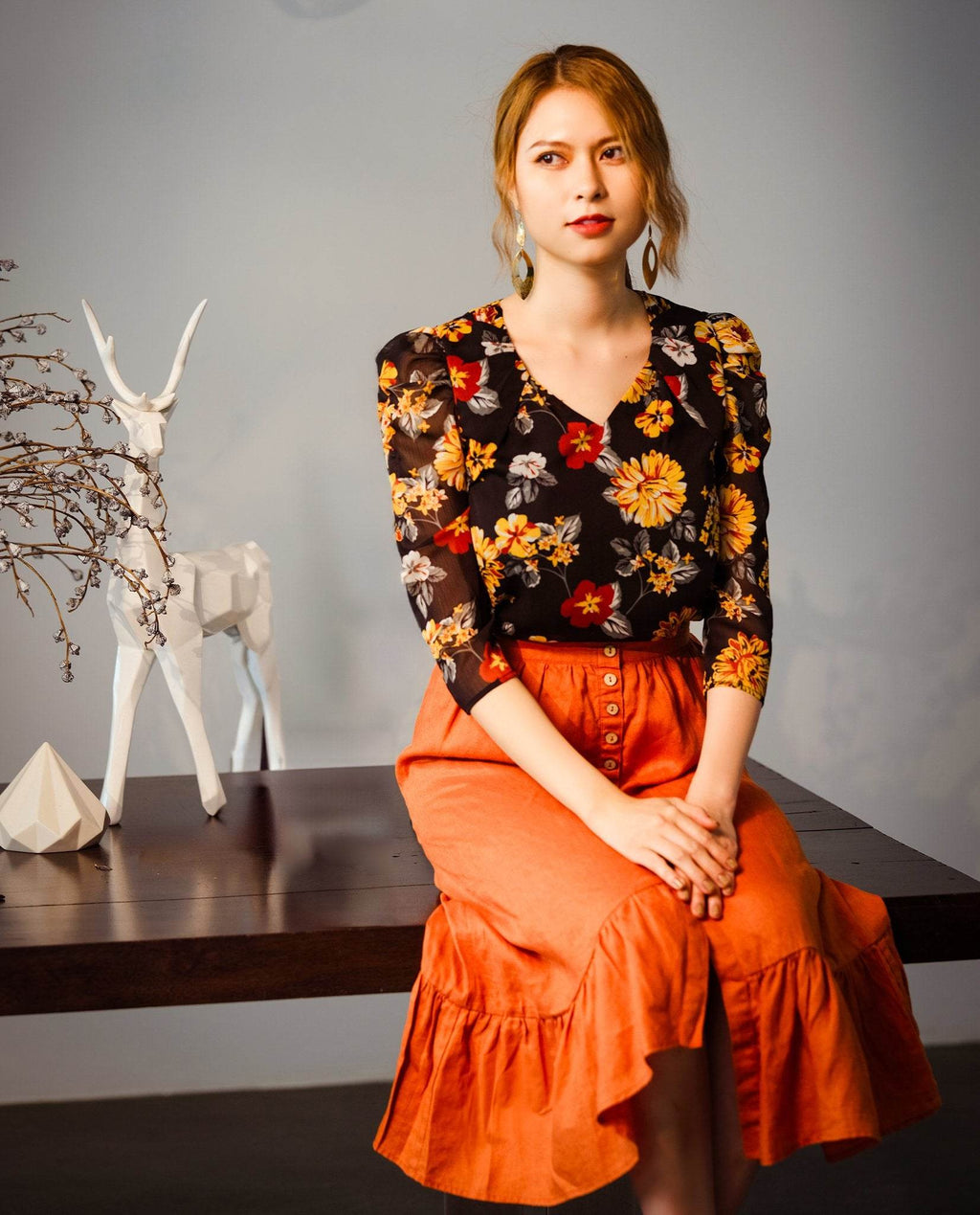 Áo Nhún Vai Cúc TOP183 - Hity