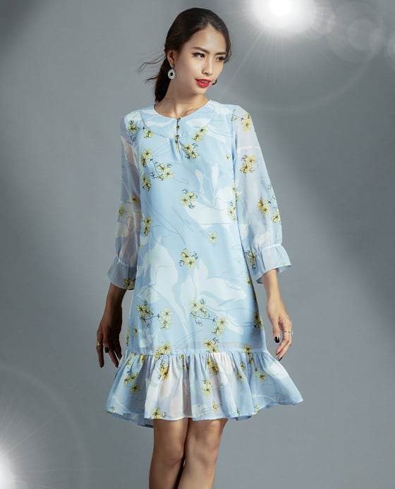 Đầm Suông Hoa Hạ Vàng DRE104 - Hity