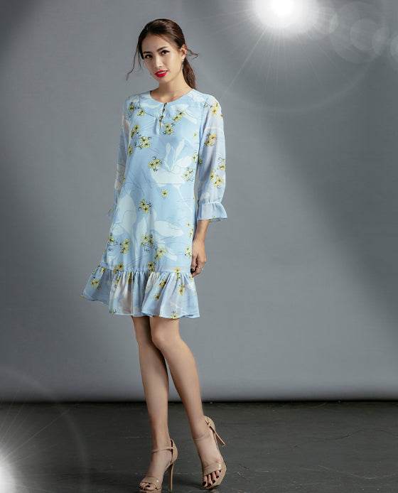 Đầm Suông Hoa Hạ Vàng DRE104 - Hity