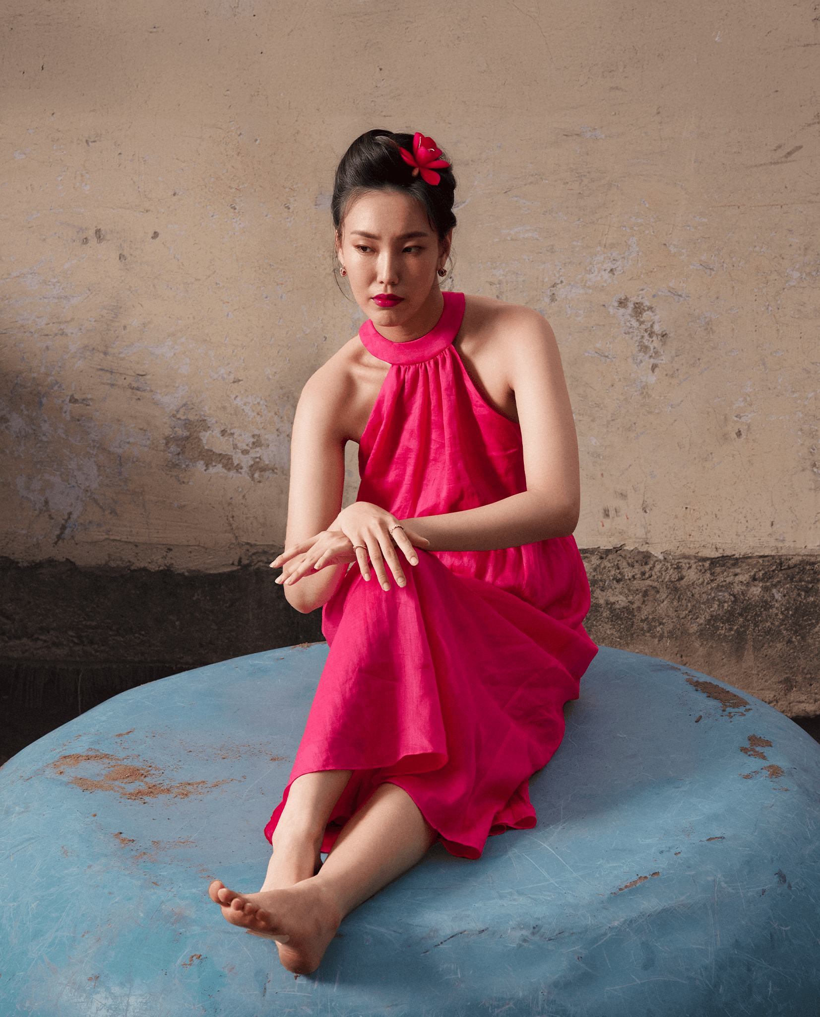 Đầm Maxi Cổ Yếm Đào Tơ DRE184 - Hity