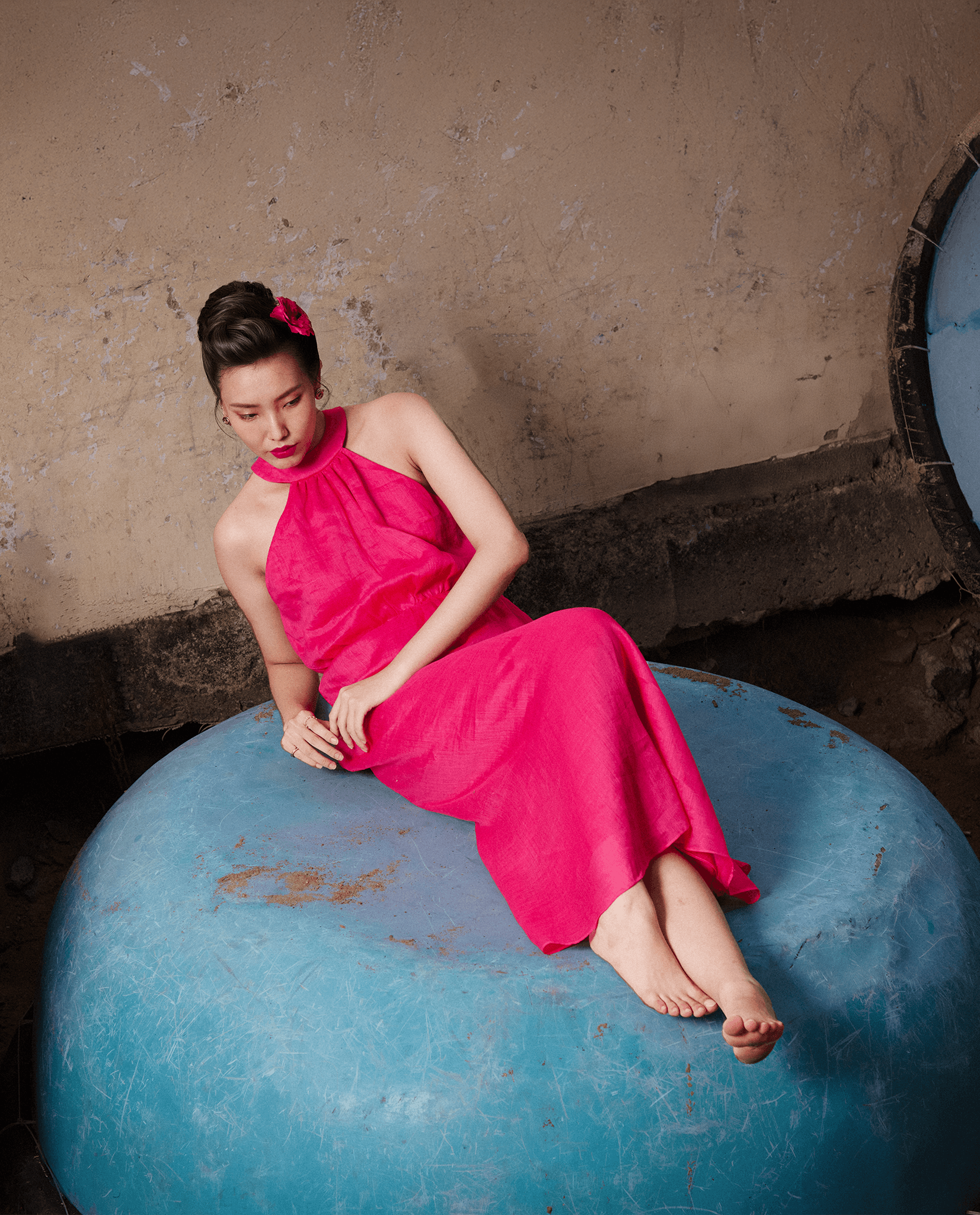 Đầm Maxi Cổ Yếm Đào Tơ DRE184 - Hity