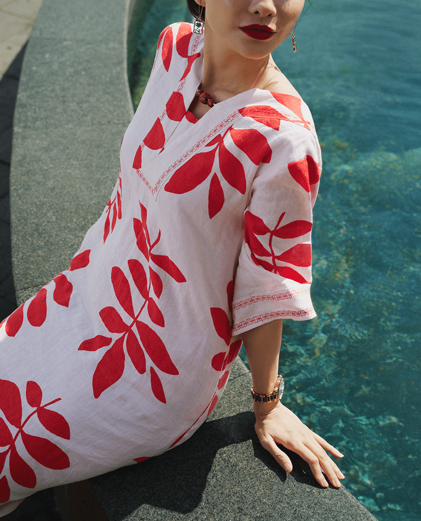 Đầm Suông Linen Thêu Phúc DRE233 - Hity