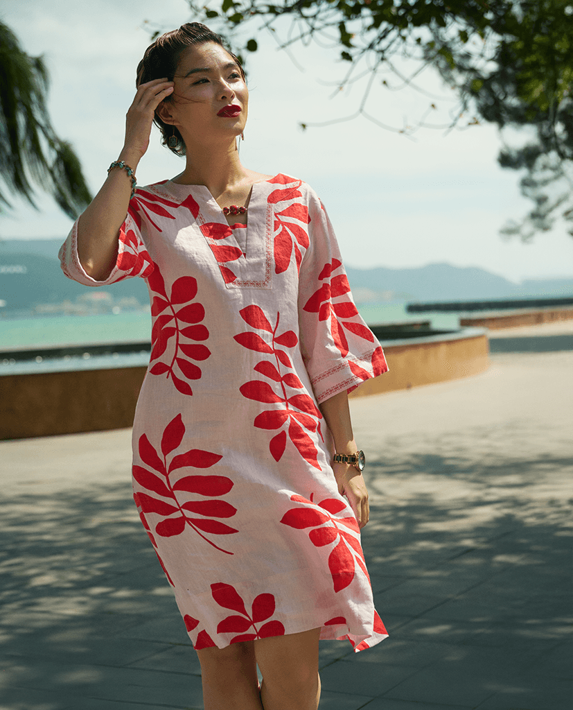 Đầm Suông Linen Thêu Phúc DRE233 - Hity