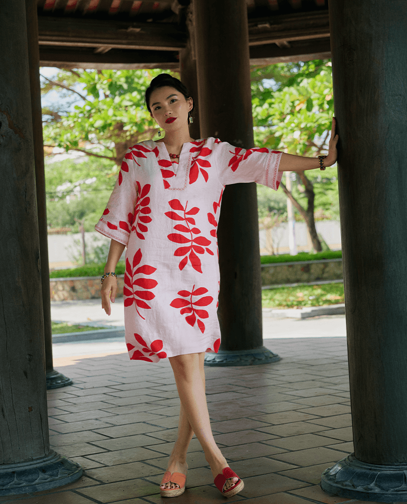 Đầm Suông Linen Thêu Phúc DRE233 - Hity