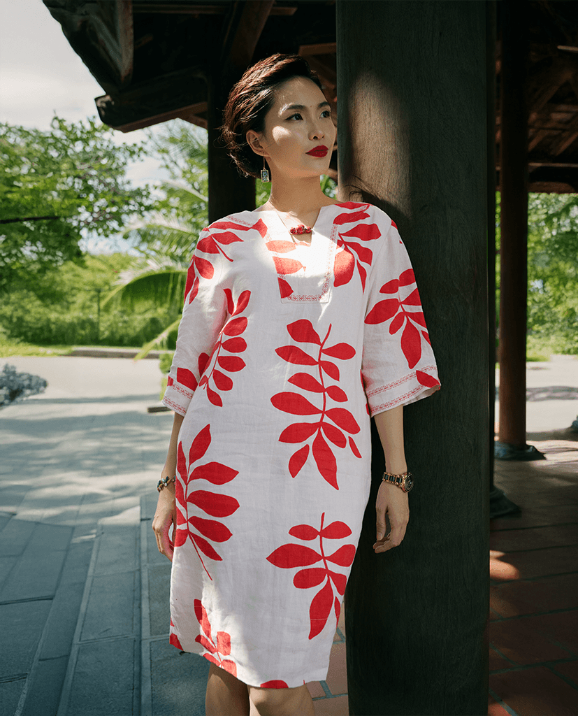 Đầm Suông Linen Thêu Phúc DRE233 - Hity