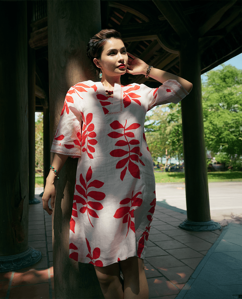 Đầm Suông Linen Thêu Phúc DRE233 - Hity