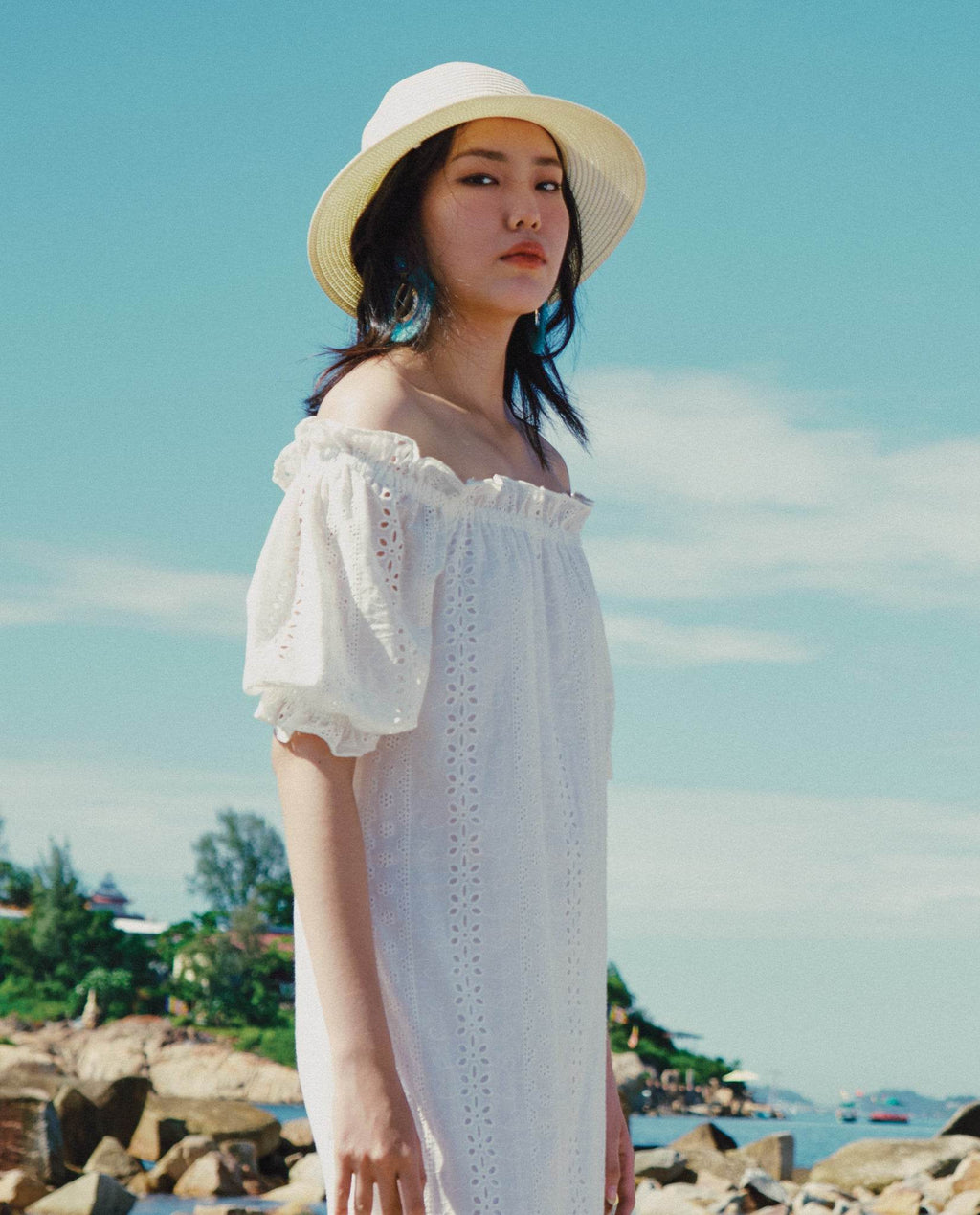 Đầm Trễ Vai Thêu Hạ Vũ DRE225 - Hity