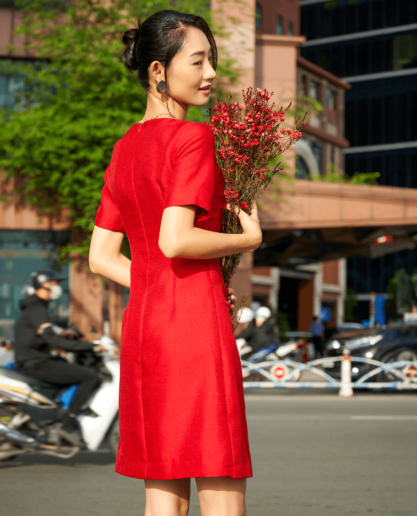 Đầm Cổ Vuông Tweed Lộc DRE190 - Hity