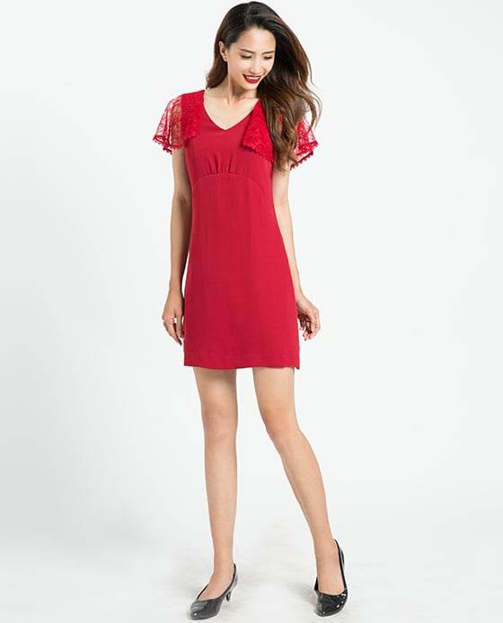 Đầm Ôm Phối Ren Lửa DRE086 - Hity