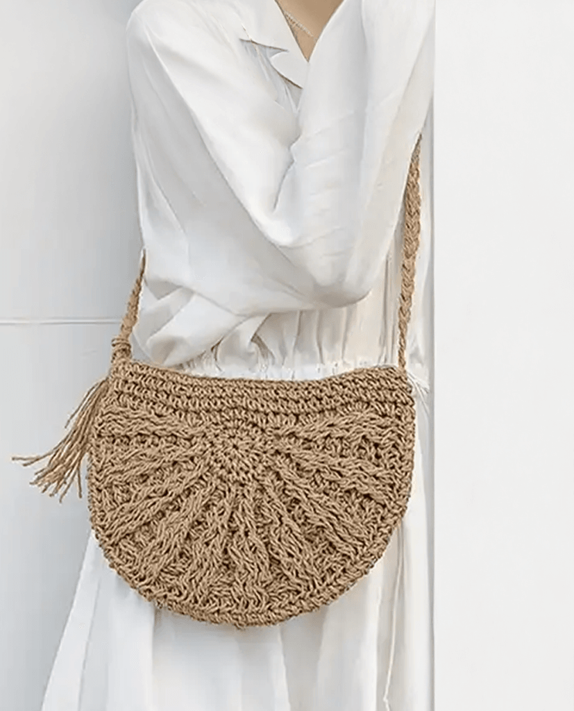 Giỏ Cói Đeo Chéo Bán Nguyệt ACC007 - Hity