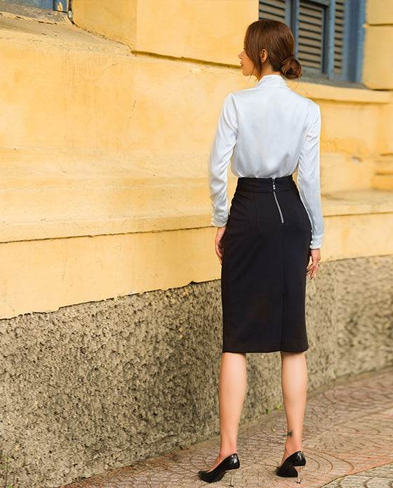 Váy Bút Chì SKI031 Casette Đen Huyền Bí - Hity