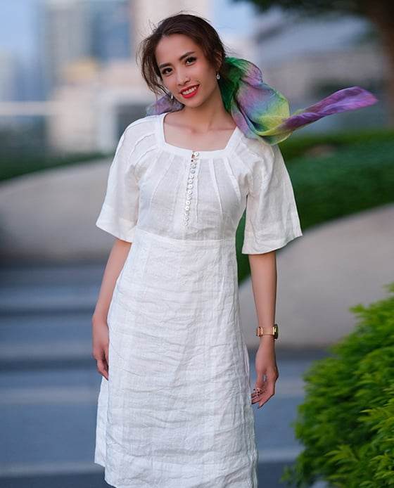 Đầm Cotton Ly Ngực DRE147 Trắng - Hity