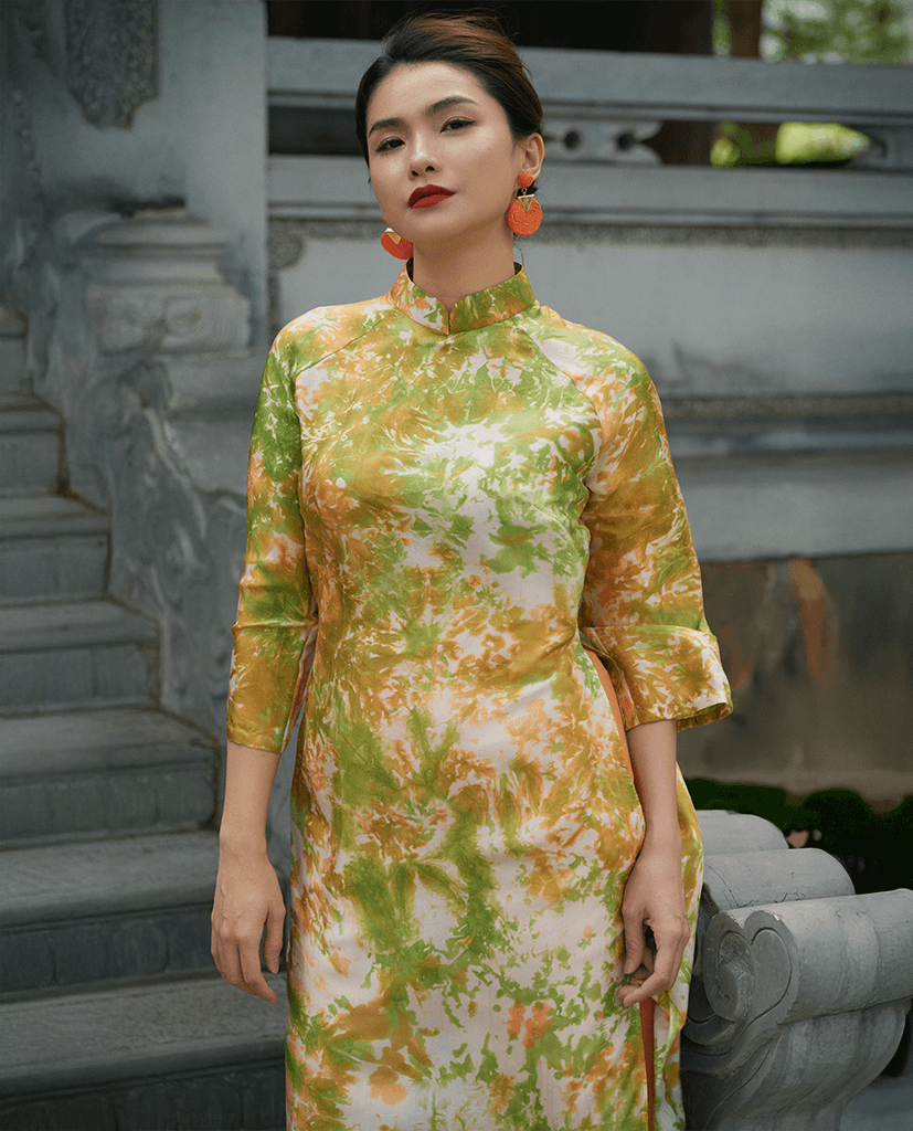 Áo Dài Lụa Thuỷ Ấn Phiêu Vân ADA012 - Hity