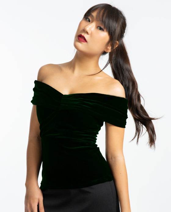 Áo Trễ Vai Nhung Cát Tiên TOP115 - Hity