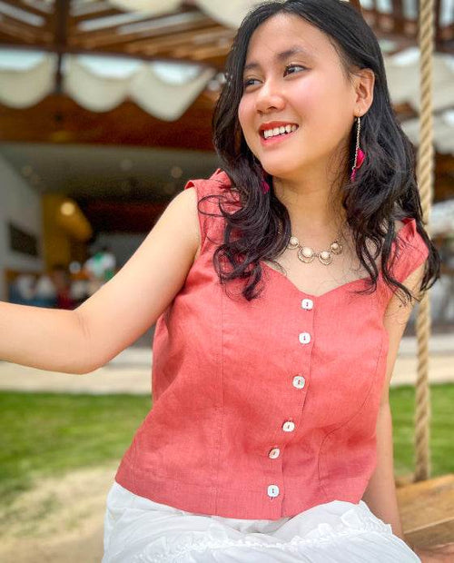 Áo Croptop Linen Mai Châu TOP186 - Hity