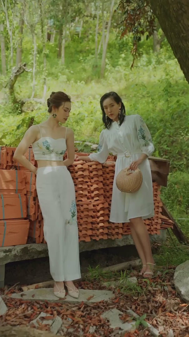 Đầm suông linen trắng thêu tay Mơ thời trang Hity