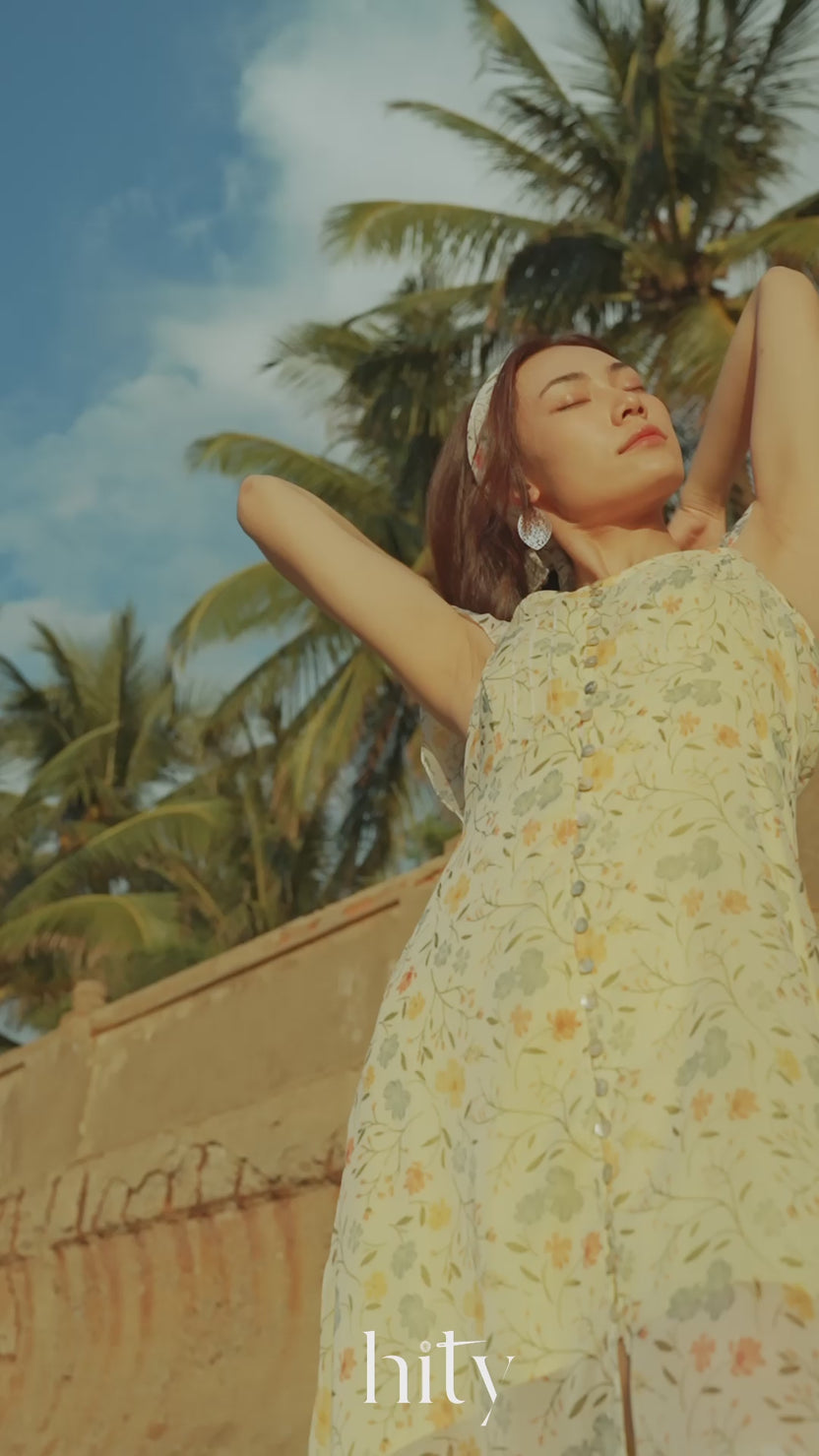 Đầm maxi 2 dây hoa nhí vàng thời trang Hity