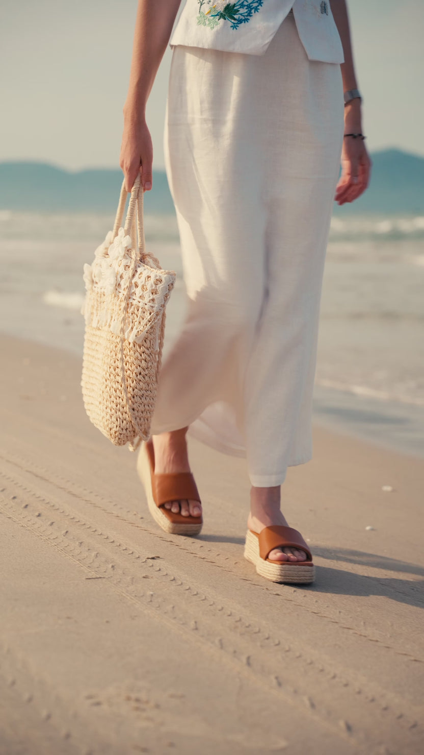 Áo vest ghi lê linen thêu thay thời trang Hity