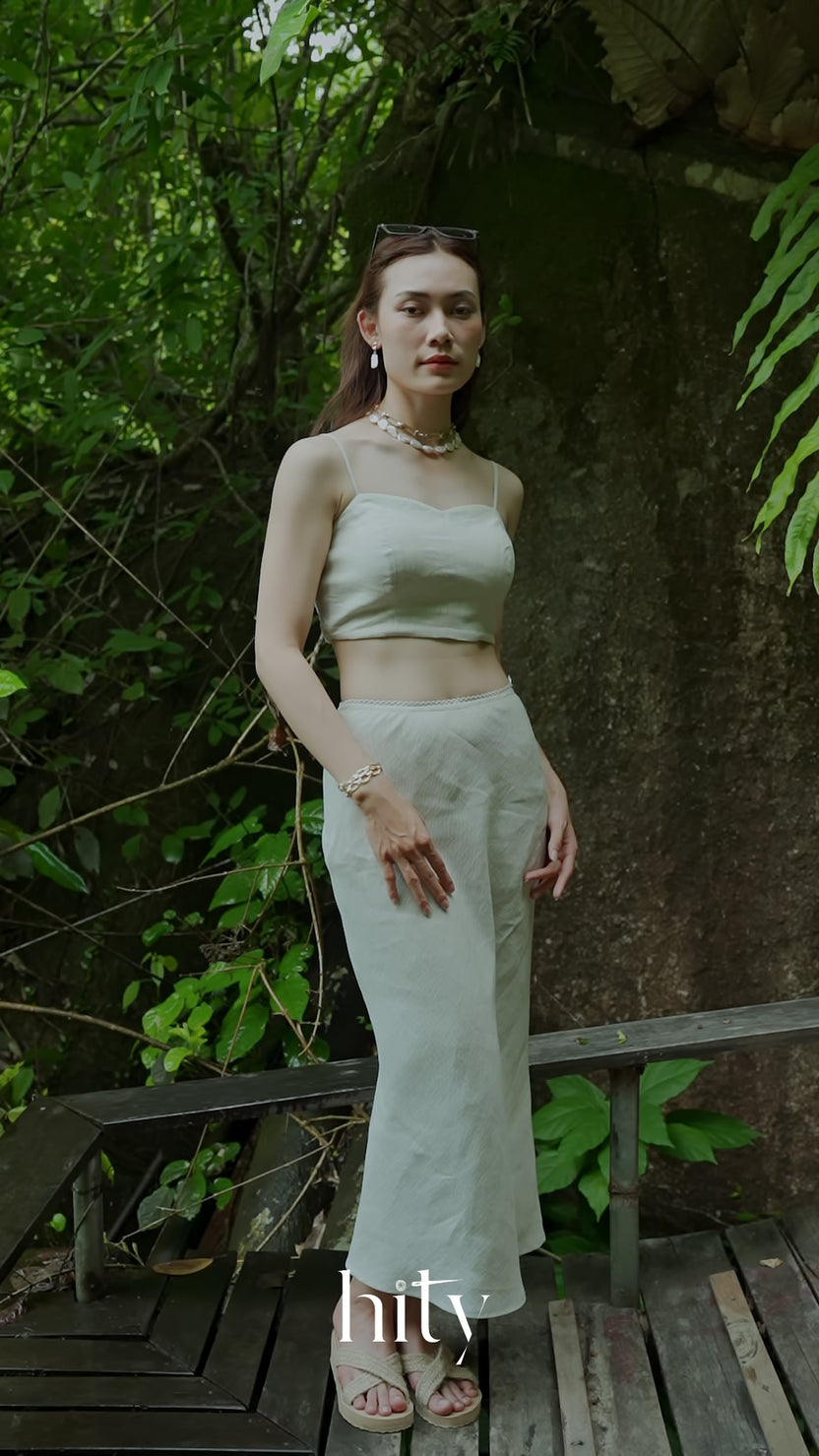 Áo croptop hai dây linen xám nguyên bản thời trang Hity