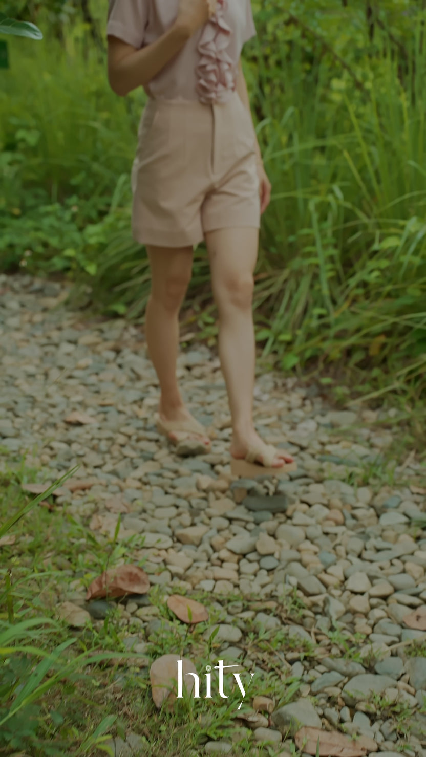 Áo sơ mi nữ tay ngắn phối bèo nhún pastel Thời trang Hity