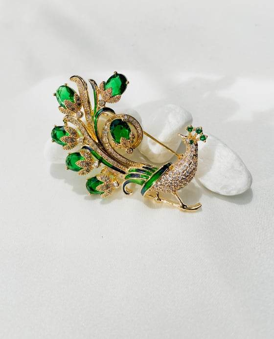 Cài Áo Chim Công Emerald ACC137.1 - Hity