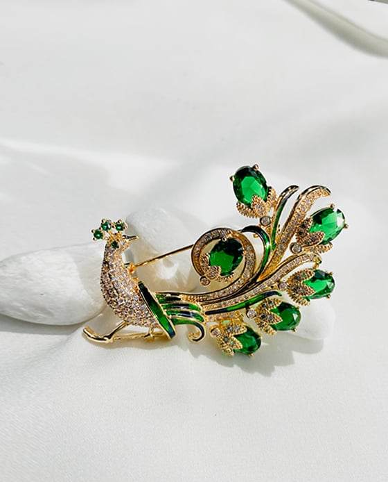 Cài Áo Chim Công Emerald ACC137.1 - Hity