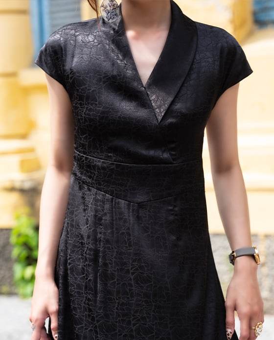 Đầm Cổ Sam Valentina DRE145 Đen Huyền Bí - Hity