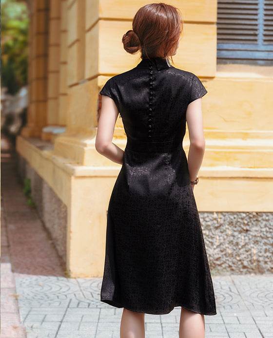 Đầm Cổ Sam Valentina DRE145 Đen Huyền Bí - Hity