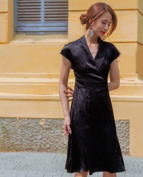 Đầm Cổ Sam Valentina DRE145 Đen Huyền Bí - Hity