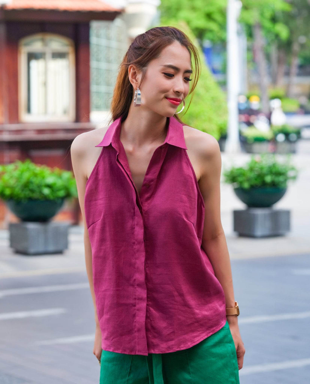 Áo Sơ Mi Halter Sangria TOP159 - Hity