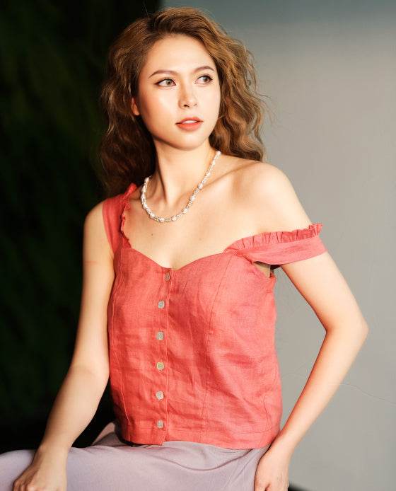 Áo Croptop Linen Mai Châu TOP186 - Hity