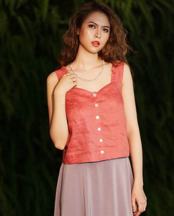 Áo Croptop Linen Mai Châu TOP186 - Hity