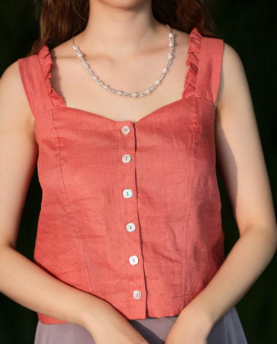 Áo Croptop Linen Mai Châu TOP186 - Hity