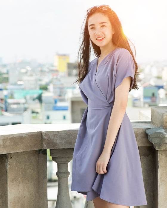 Đầm Không Tuổi Lavender DRE076 - Hity