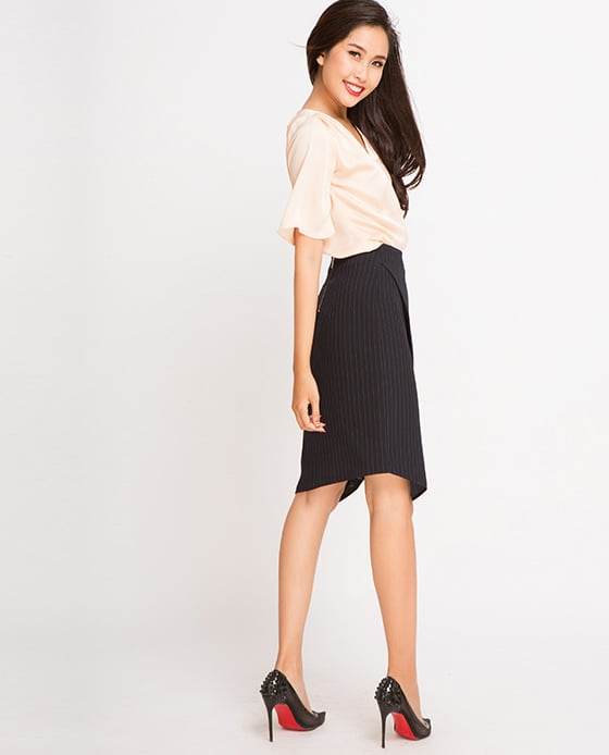 Chân Váy Đắp Vạt SKI020 Kẻ Sọc - Hity